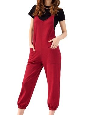 For Days Relaxed Organic Cotton Women’s Jumpsuit Red Effortless Cozycore